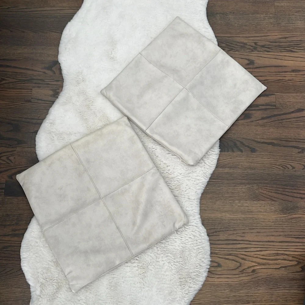 Set of Two Faux Leather Pillow Covers, 16x16